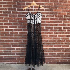 NWOT RARE Free People Shear Polka Dot Maxi Dress Size Small Black